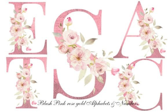 Download Blush Pink Rose Floral Alphabet Clipart - Floral Collection