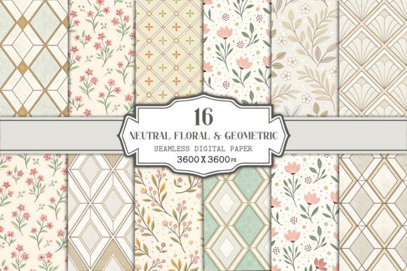Download Neutral Floral &amp; Geometric Seamless - Floral Collection