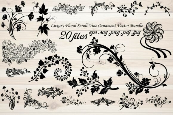 Download Luxury Floral Scroll Vine Ornament - Floral Collection