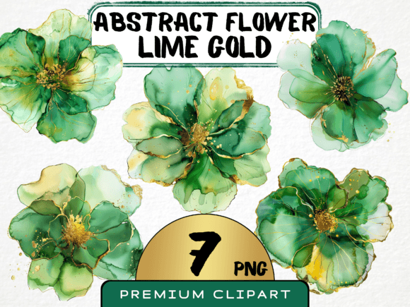 Download Abstract Green Gold Flower Clipart - Old Collection