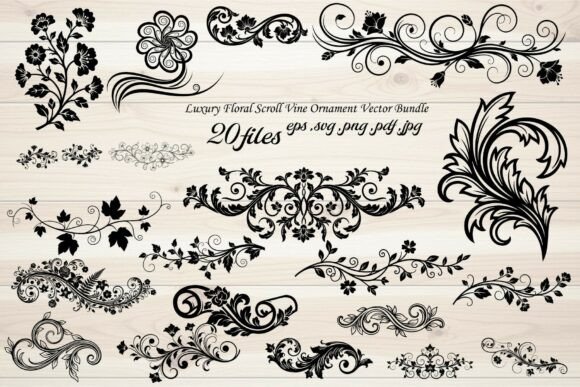 Download Luxury Floral Scroll Vine Ornament - Floral Collection