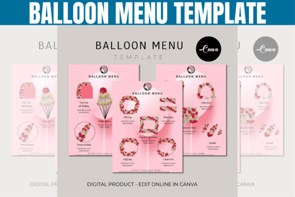 Download Balloon Menu Mockup Canva Template - Menu Collection