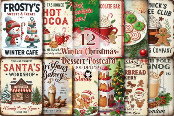 Download Winter Christmas Dessert Postcard Bundle - Postcard Collection