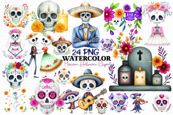Download Watercolor Mexican Halloween Clipart - Premium Resources
