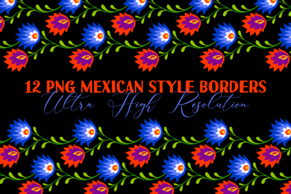 Download Mexican Style Floral Border PNG Clipart - Floral Collection